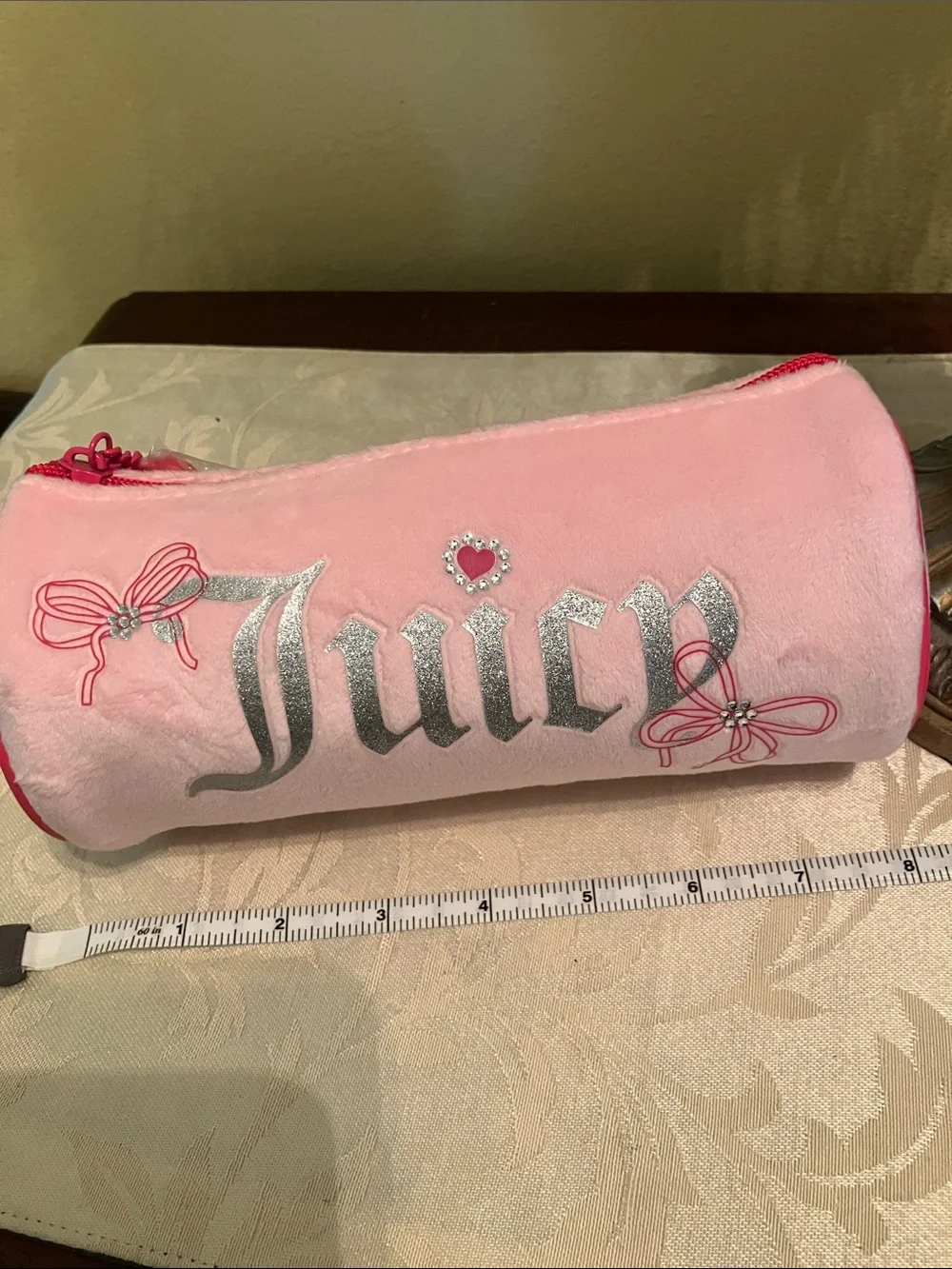 🎀Juicy Couture velour bling barrel bag cosmetics bag makeup case NWT